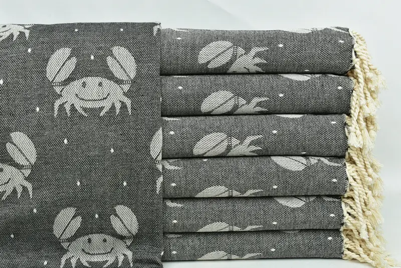 Spa Towel, Beach Towel Bulk, Personalized Wedding Gift For Couple, 68x40 Cotton Crab Design Towel, Turkish Towel Beach, Scarf Towel, Beach towel - 1