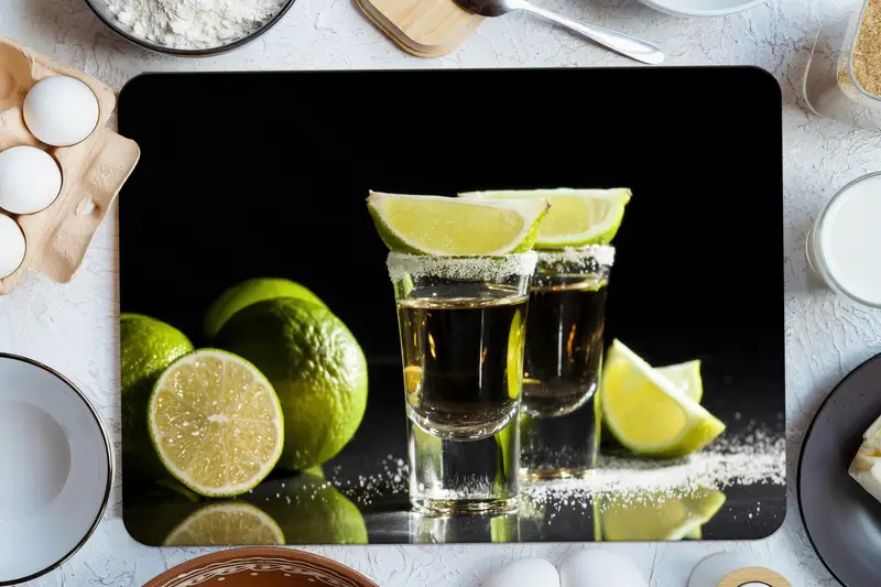 キッチン用の滑り止め付き強化ガラスまな板