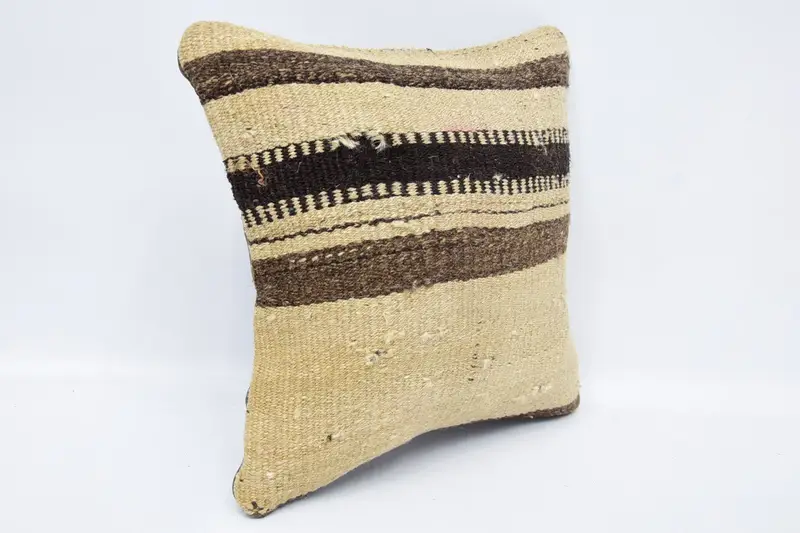 Floor Pillow Cover, Kilim Cushion Sham, Pillow Sham, Antique Pillows, 12x12 Beige Pillow Cover, Gift Pillow, Vintage Kilim Pillow Cushion Case - 3