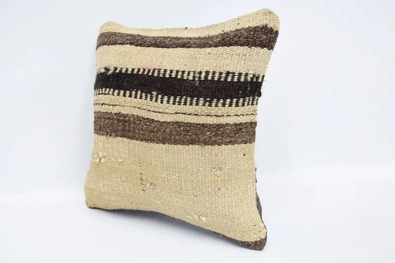 Floor Pillow Cover, Kilim Cushion Sham, Pillow Sham, Antique Pillows, 12x12 Beige Pillow Cover, Gift Pillow, Vintage Kilim Pillow Cushion Case - 4