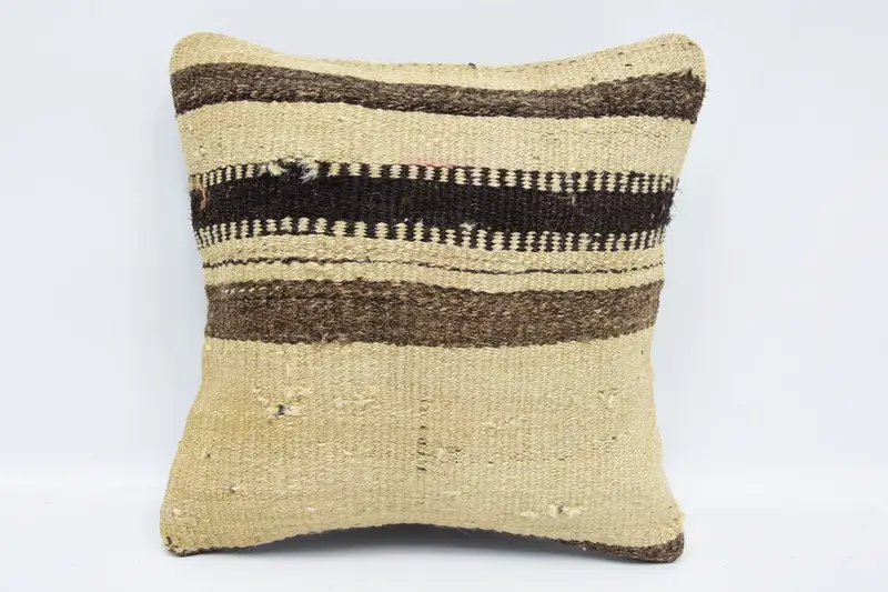 Floor Pillow Cover, Kilim Cushion Sham, Pillow Sham, Antique Pillows, 12x12 Beige Pillow Cover, Gift Pillow, Vintage Kilim Pillow Cushion Case - 1