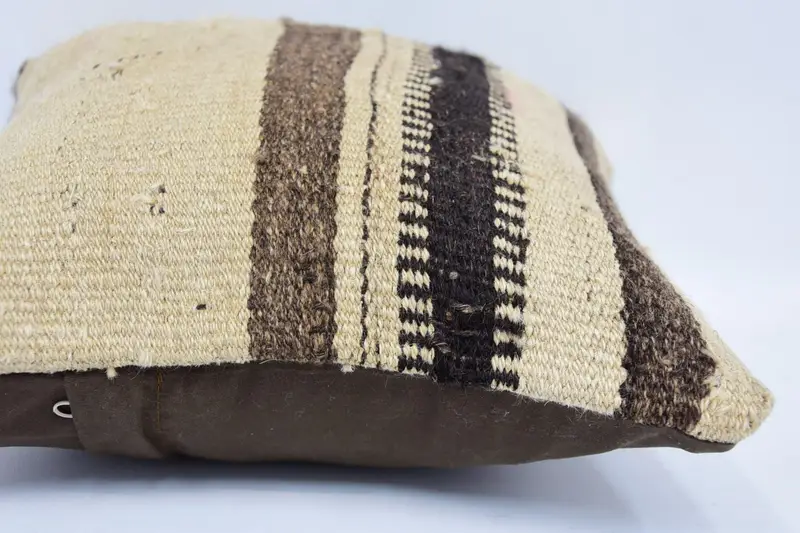 Floor Pillow Cover, Kilim Cushion Sham, Pillow Sham, Antique Pillows, 12x12 Beige Pillow Cover, Gift Pillow, Vintage Kilim Pillow Cushion Case - 5