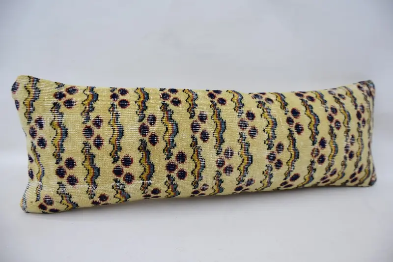 Vintage Kilim Throw Pillow, 12x36 Beige Pillow Case, Turkish Bench Cushion Cover, Boho Pillow Sham Cover, Pillow for Couch, Pillow Case - 3