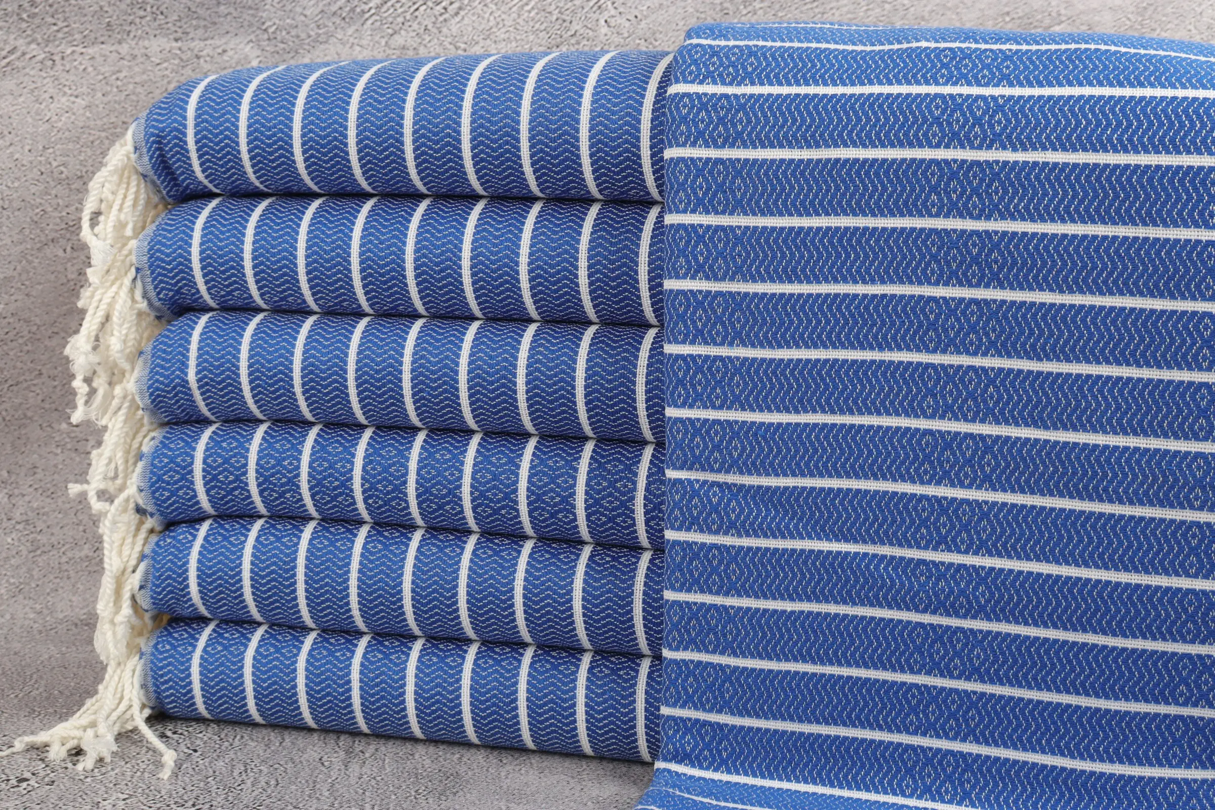 Personalized Sax Blue Peshtemal, Striped Turkish Towel, 40x71 Inches
