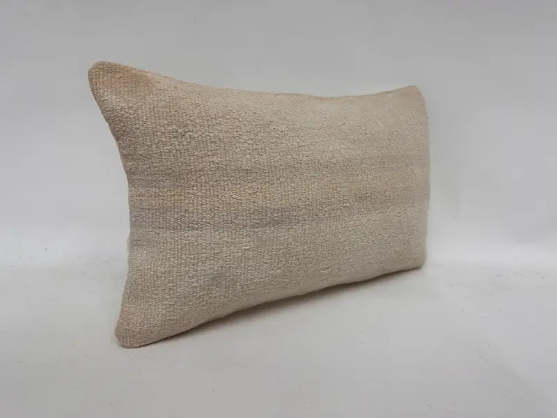 Pillow Sham, Vintage Kilim Pillow, 12x20 White Pillow Cover, Vintage Kilim Throw Pillow, Handwoven Pillow Cover Cushion Case, Boho Pillow Sham Cover - 3