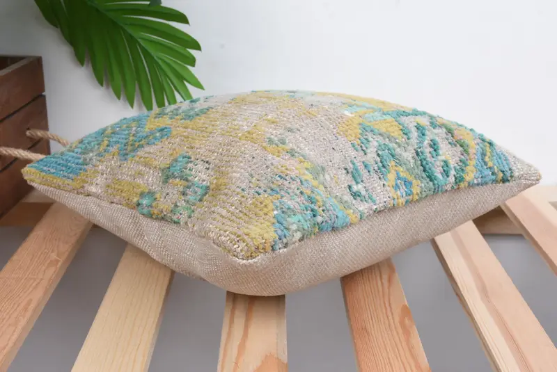Authentic Pillow Case, Boho Pillow Sham Cover, Turkish Pillow, 12x12 Green Pillow Case, Bench Cushion, Pillow Case, Home Decor Pillow - 6