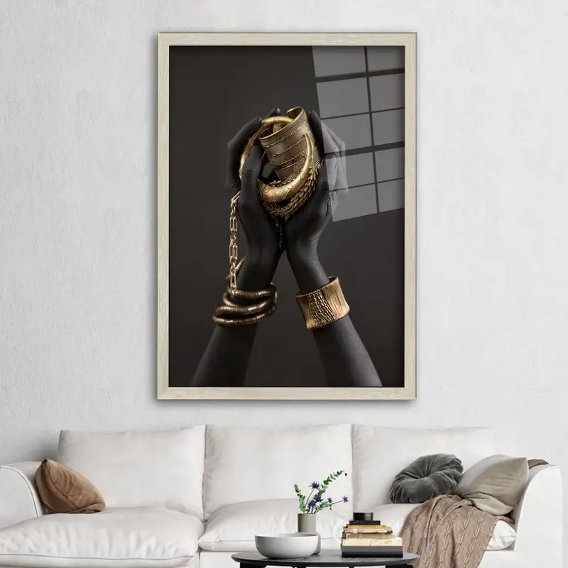 エレガントなプリントガラス：ゴールドのアフリカ女性のためのモダンな贅沢