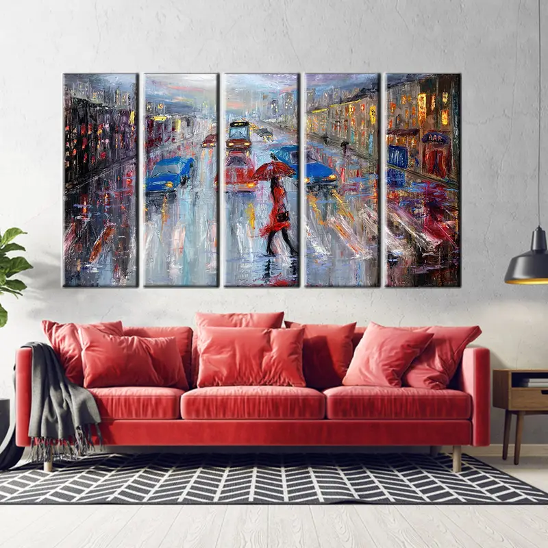 Rainy Day Oil Painting Wall Art, Oil Painting Print, Abstract Wall Art, Colorful Wall Art, Wall Art Canvas, Colorful Abstract Canvas, - 1