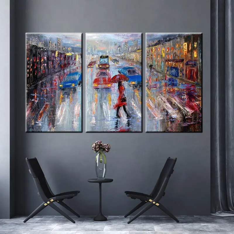 Rainy Day Oil Painting Wall Art, Oil Painting Print, Abstract Wall Art, Colorful Wall Art, Wall Art Canvas, Colorful Abstract Canvas, - 4