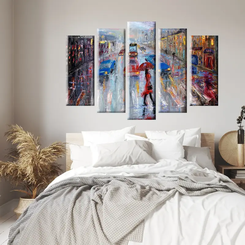 Rainy Day Oil Painting Wall Art, Oil Painting Print, Abstract Wall Art, Colorful Wall Art, Wall Art Canvas, Colorful Abstract Canvas, - 5