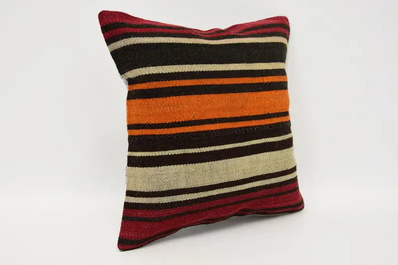 Vintage Kilim Pillow, Home Decor Pillow, 12x12 Brown Pillow Cover, Decorative Bolster Pillow Sham, Pillow for Sofa, Pillow Case - 3