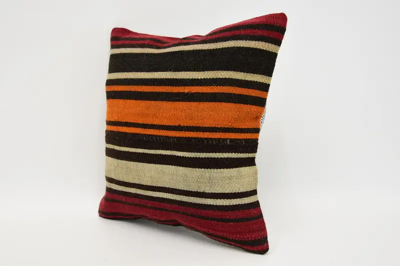 Vintage Kilim Pillow, Home Decor Pillow, 12x12 Brown Pillow Cover, Decorative Bolster Pillow Sham, Pillow for Sofa, Pillow Case - 4