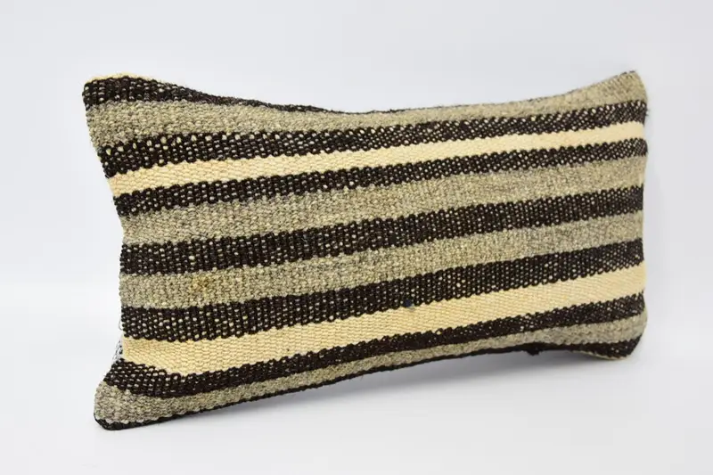 Comfy Throw Pillow, Bright Pillow, Pillow for Sofa, 8x16 Brown Cushion Cover, Ethnical Kilim Rug Pillow, Pillow Sham, Throw Kilim Pillow - 3