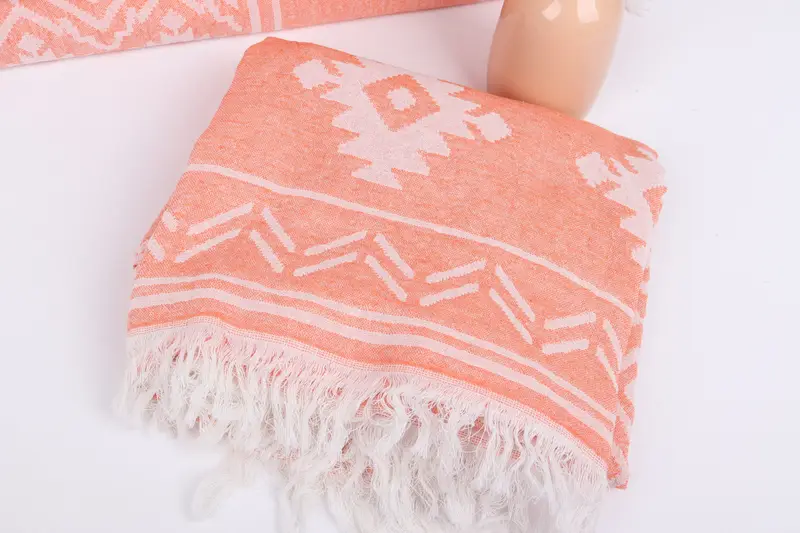 Bridesmaid Gift, Handmade Turkish hammam towel, Scarf Towel, 74x40 Cotton Geometric Towel, Family Gift, Fouta towel, Yoga Towel, Bridal Shower Gift - 6