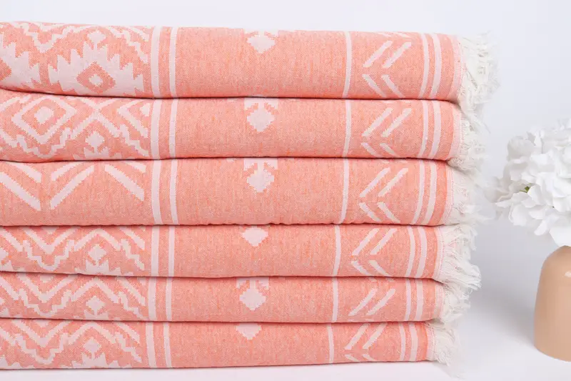 Bridesmaid Gift, Handmade Turkish hammam towel, Scarf Towel, 74x40 Cotton Geometric Towel, Family Gift, Fouta towel, Yoga Towel, Bridal Shower Gift - 4