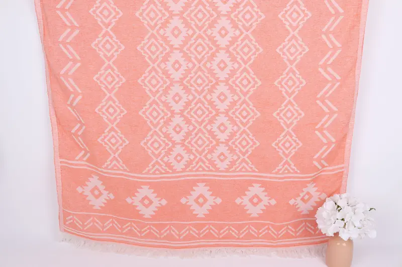 Bridesmaid Gift, Handmade Turkish hammam towel, Scarf Towel, 74x40 Cotton Geometric Towel, Family Gift, Fouta towel, Yoga Towel, Bridal Shower Gift - 1