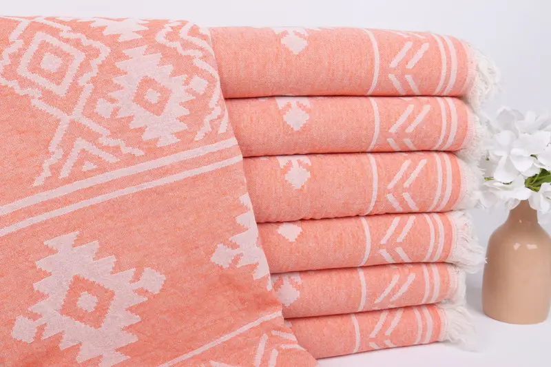 Bridesmaid Gift, Handmade Turkish hammam towel, Scarf Towel, 74x40 Cotton Geometric Towel, Family Gift, Fouta towel, Yoga Towel, Bridal Shower Gift - 2