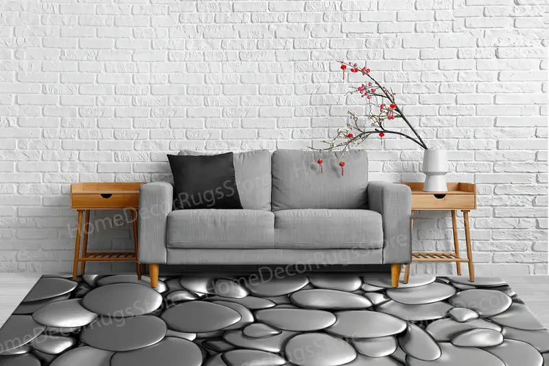 Metallic Gray Silver Contemporary Printed Rug for Modern Spaces