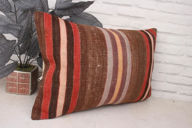 16x24 Red Pillow Case, Turkish Kilim Pillow, Floor Cushion Case, Pillow Case, Sofa Bolster Pillow Sham, Boho Pillow, Boho Pillow Sham Cover - 3