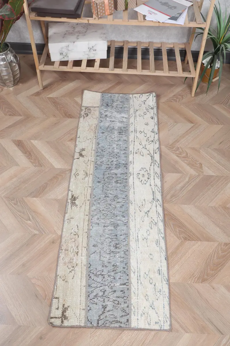1,6 x 4,6 Fuß südwestlicher Teppich, Beige- und Blauakzent