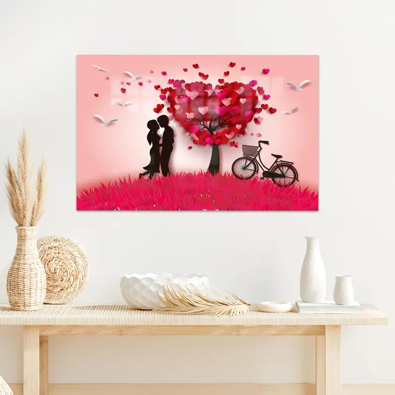 Elegante Vidrio Impreso: Romántico Regalo Rosa para Parejas