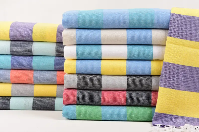 Turkish Tea Towel Black-Red Striped Hand Towel, 40x18 Inches