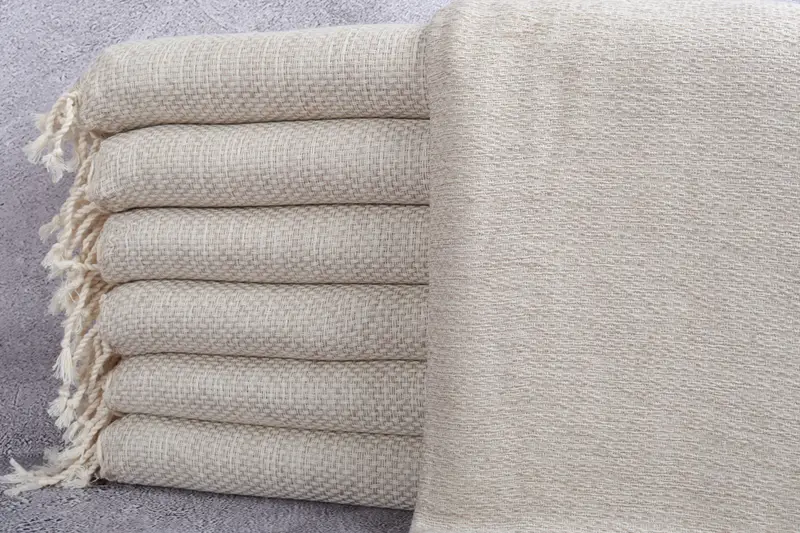 Turkish Bath Towel, Geometric Beige, 38x63 Inches