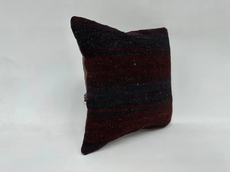 Cushion Cover, Kilim Pillow Cover, Kilim Pillow, Kilim Cushion Sham, 16x16 Red Pillow Cover, Ethnic Throw Pillow Case, Turkish Bench Cushion - 3