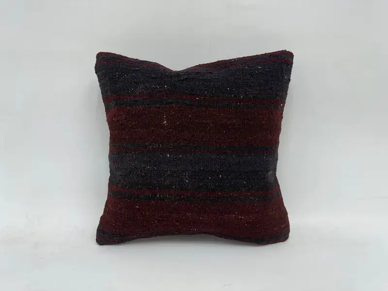 Cushion Cover, Kilim Pillow Cover, Kilim Pillow, Kilim Cushion Sham, 16x16 Red Pillow Cover, Ethnic Throw Pillow Case, Turkish Bench Cushion - 1