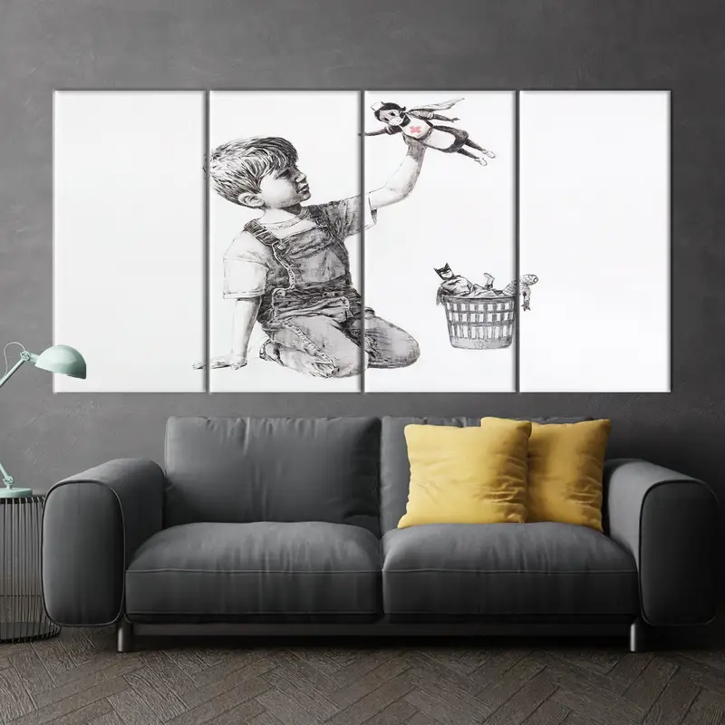 Banksy, NHS Heroes Supernurse, Canvas Wall Art, Graffiti Street, Game Changer Tribute, Banksy Wall Art, Banksy Decor, Urban Art, Canvas Art - 1
