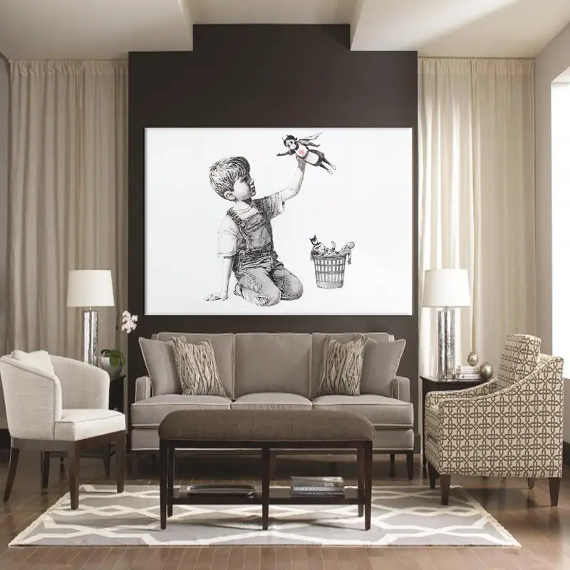 Banksy, NHS Heroes Supernurse, Canvas Wall Art, Graffiti Street, Game Changer Tribute, Banksy Wall Art, Banksy Decor, Urban Art, Canvas Art - 5