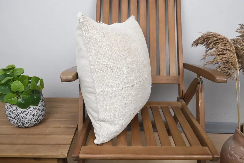 Turkish Kilim Pillow, Shabby Chic Cushion, Cushion Cover, Outdoor Patio Pillow, Boho Pillow, Kilim Pillow Cover, 20x20 Beige Pillow Case - 2