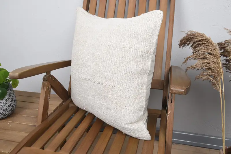 Turkish Kilim Pillow, Shabby Chic Cushion, Cushion Cover, Outdoor Patio Pillow, Boho Pillow, Kilim Pillow Cover, 20x20 Beige Pillow Case - 3
