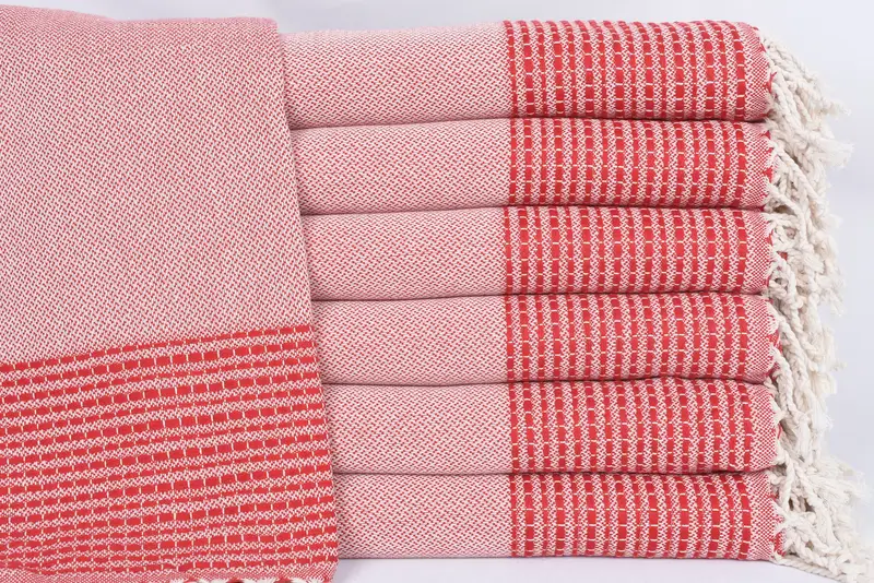 Holiday Towel Red Striped Organic Cotton, 69x36 Inches, Bachelorette Party Gift