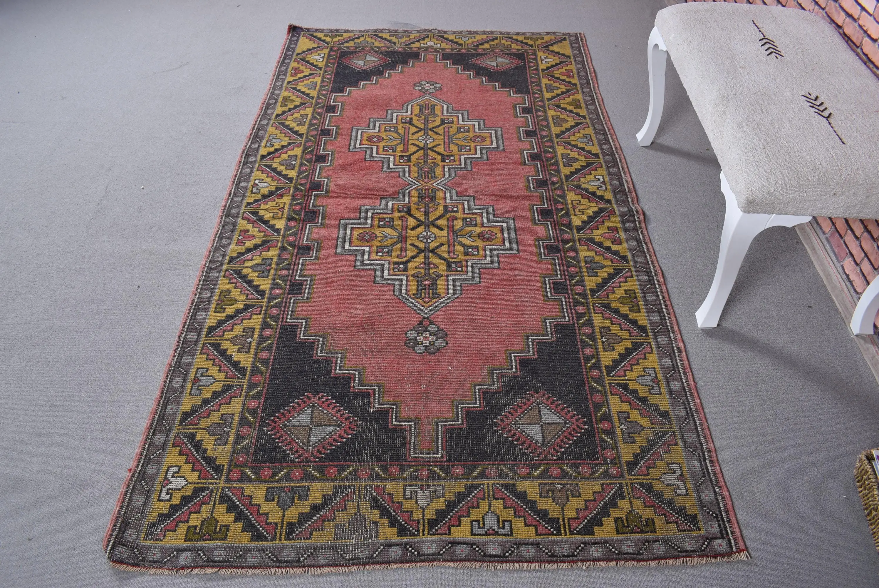 Teppich, 4,1x7,3 ft türkischer Teppich, rot gepunkteter Teppich aus Wolle - 1