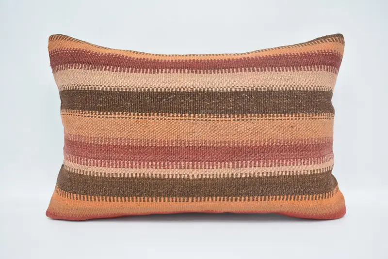 Vintage Kilim Throw Pillow, Boho Pillow Sham Cover, Knitted Cushion Case, Cushion Case, 16x24 Brown Pillow Case, Home Decor Pillow - 1