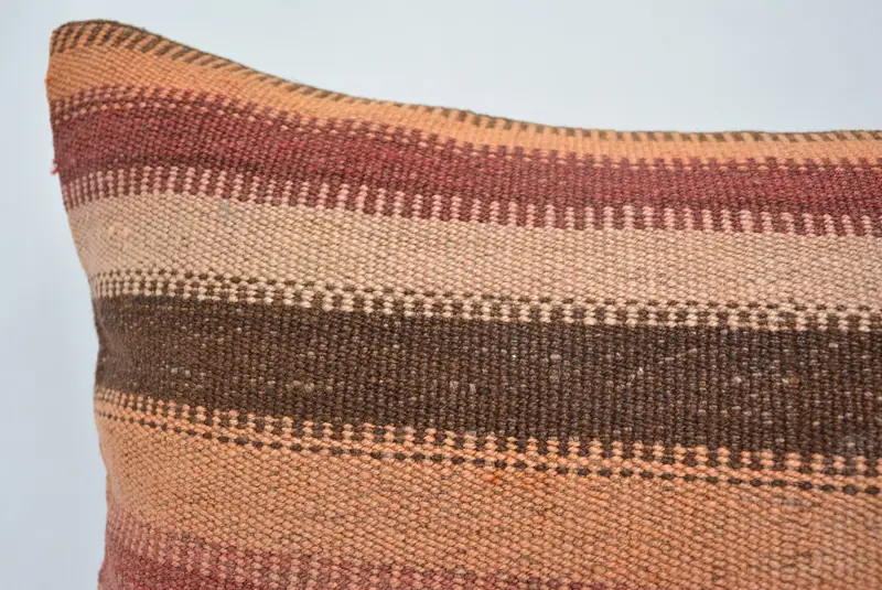 Vintage Kilim Throw Pillow, Boho Pillow Sham Cover, Knitted Cushion Case, Cushion Case, 16x24 Brown Pillow Case, Home Decor Pillow - 2