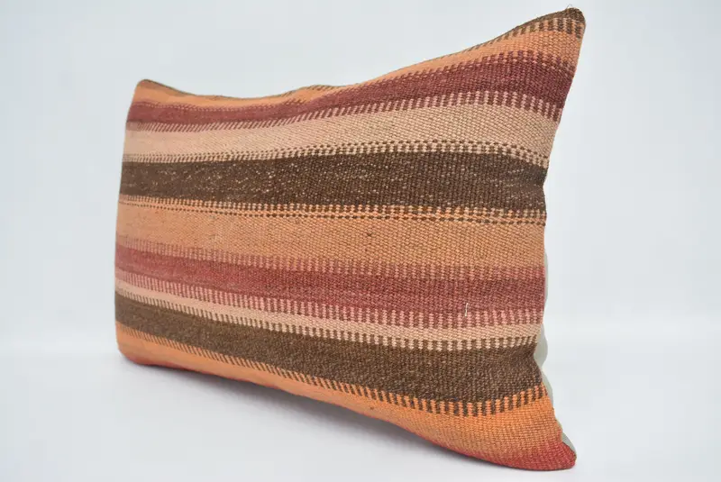 Vintage Kilim Throw Pillow, Boho Pillow Sham Cover, Knitted Cushion Case, Cushion Case, 16x24 Brown Pillow Case, Home Decor Pillow - 4