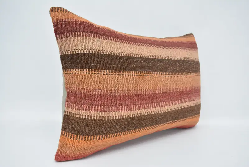 Vintage Kilim Throw Pillow, Boho Pillow Sham Cover, Knitted Cushion Case, Cushion Case, 16x24 Brown Pillow Case, Home Decor Pillow - 3
