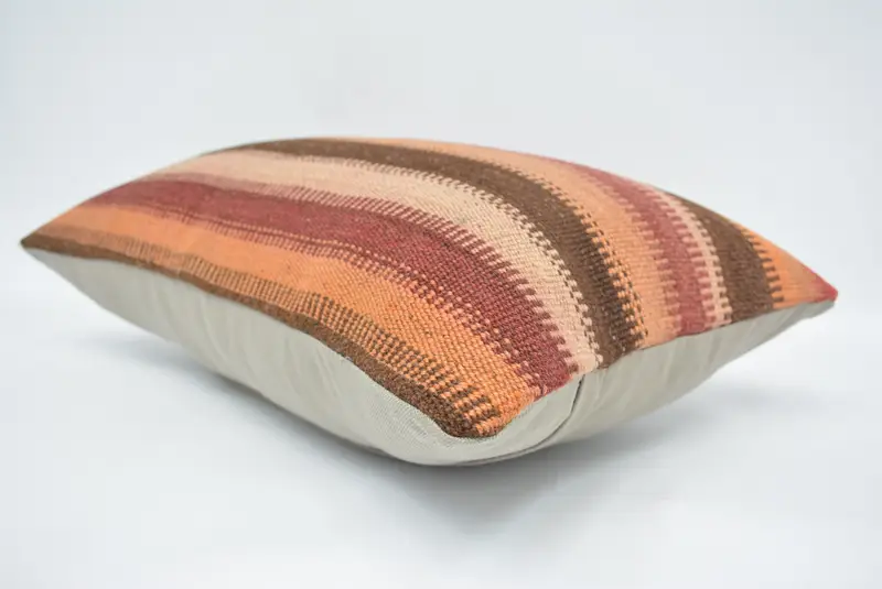 Vintage Kilim Throw Pillow, Boho Pillow Sham Cover, Knitted Cushion Case, Cushion Case, 16x24 Brown Pillow Case, Home Decor Pillow - 6