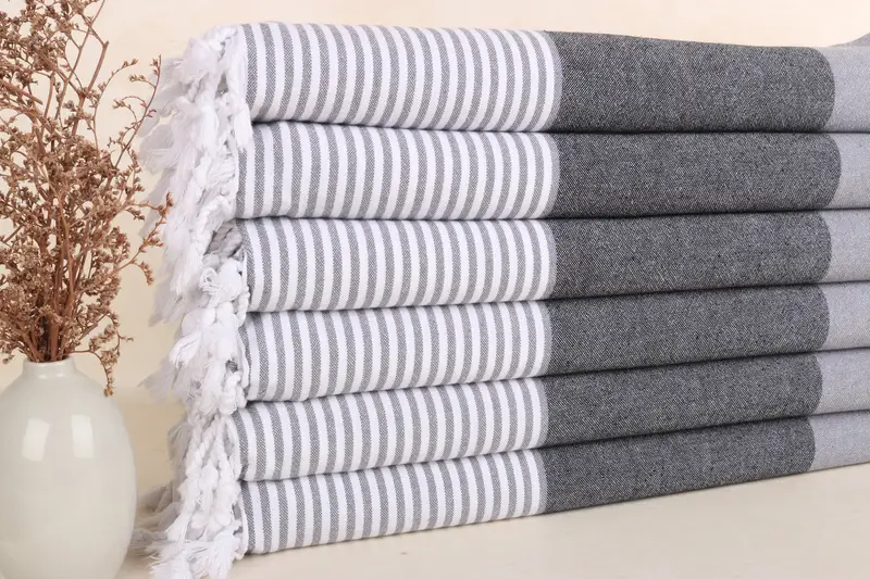 Schwarzes gestreiftes Baumwollhandtuch, Junggesellinnenabschiedsgeschenk, 40 x 71 Zoll