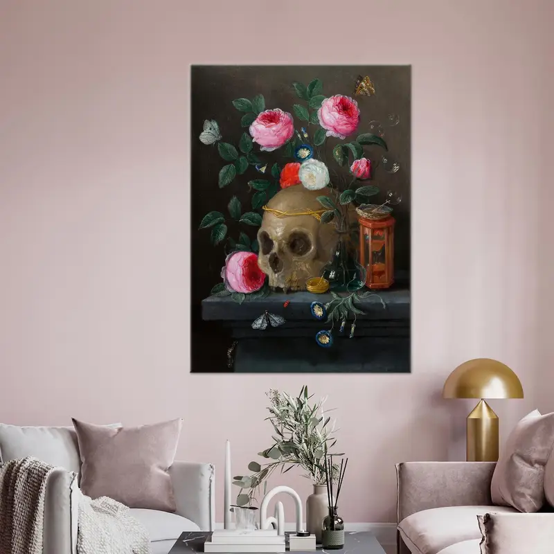 Floral Skull Art, Skull Canvas Art, Skeleton Wall Decor, Floral Art Decor, Flower Canvas Art, Abstract Decor,  Modern Canvas Art, Home Decor - 2
