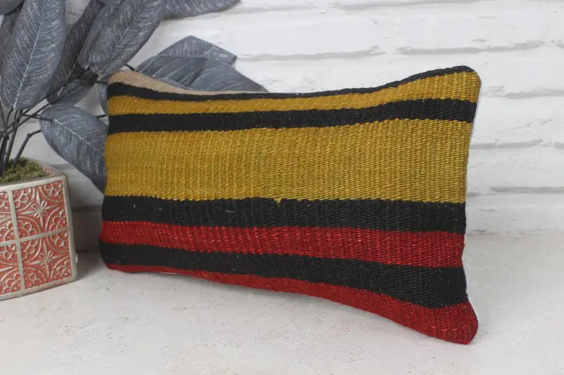 Interior Designer Pillow, Cushion Cover, Retro Cushion Cover, Turkish Pillow, 8x16 Yellow Cushion Cover, Retro Throw Pillow Sham, Home Decor Pillow - 3