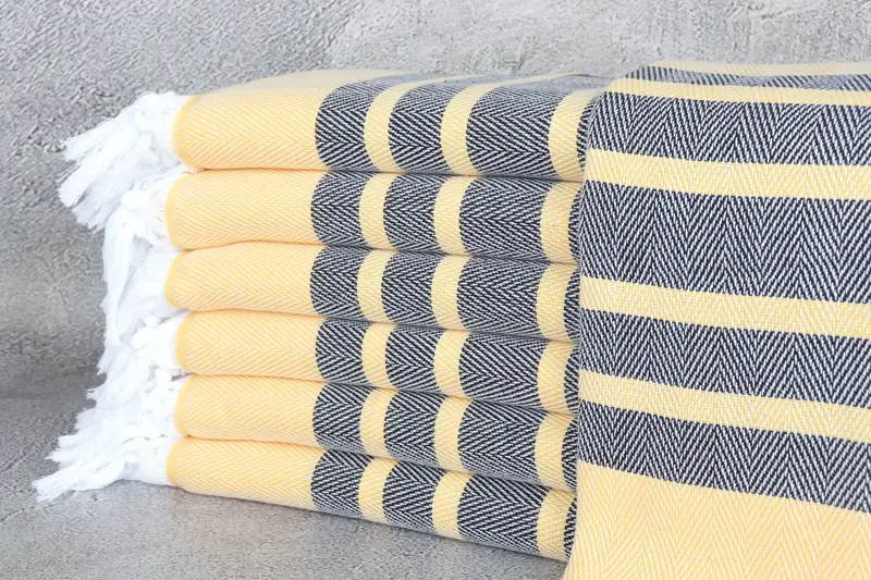 Monogrammed Beach Towel Yellow-Black Chevron Pattern, 36x67 Inches