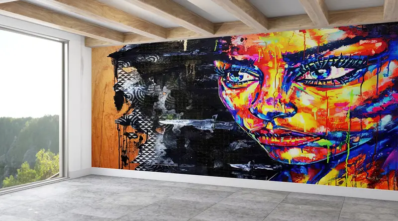 Zarif Soyut Kadın Portresi Baskılı Duvar Kağıdı - Canlı Dekor