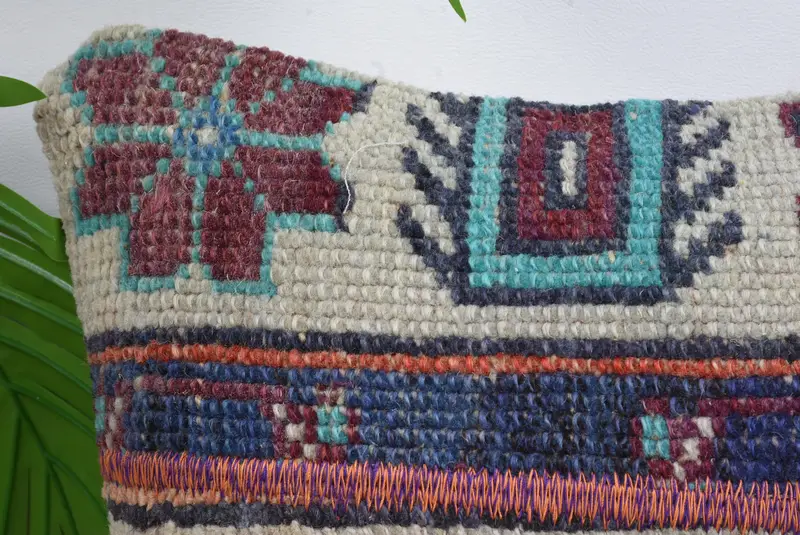 Ethnical Kilim Rug Pillow, Interior Designer Pillow, Customized Cushion Case, Vintage Kilim Pillow, Pillow Cover, 12x12 Blue Pillow Case - 2