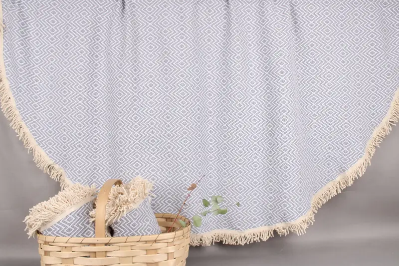 Bachelorette Personalized Turkish Towel, Light Gray, Round, Diamond, 63x63 Inches