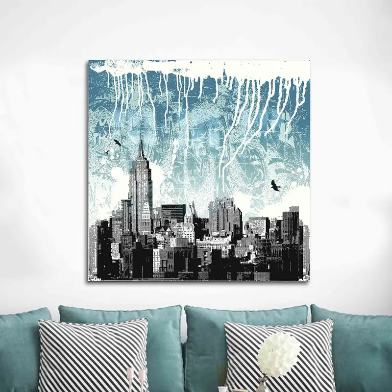 Zarif Baskılı Cam: Soyut Şehir Manzarası Tasarımı