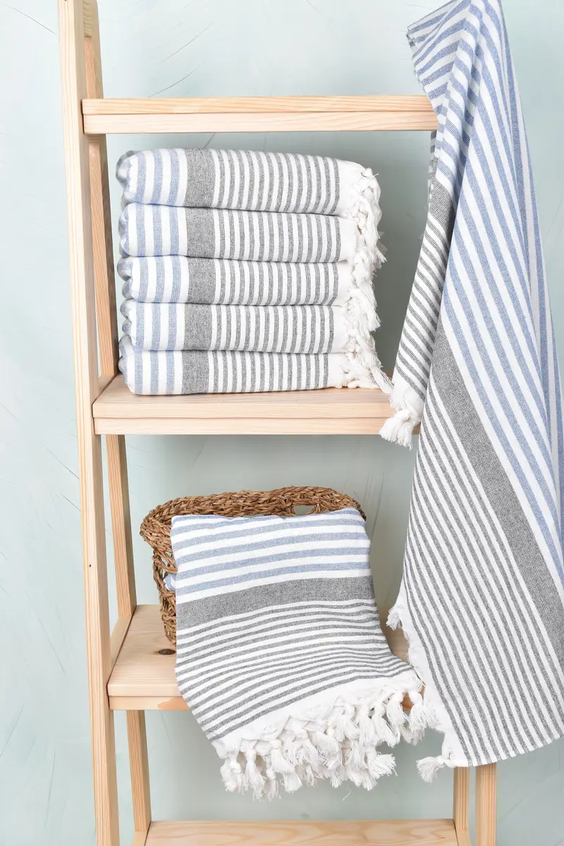 Wedding Favors, Beach towel, Handmade Gift, Personalized Bridesmaid Gift, Housewarming Gift, Luxury Beach Towel, 68x40 Cotton Striped Terry Towel - 3