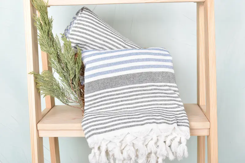 Wedding Favors, Beach towel, Handmade Gift, Personalized Bridesmaid Gift, Housewarming Gift, Luxury Beach Towel, 68x40 Cotton Striped Terry Towel - 4